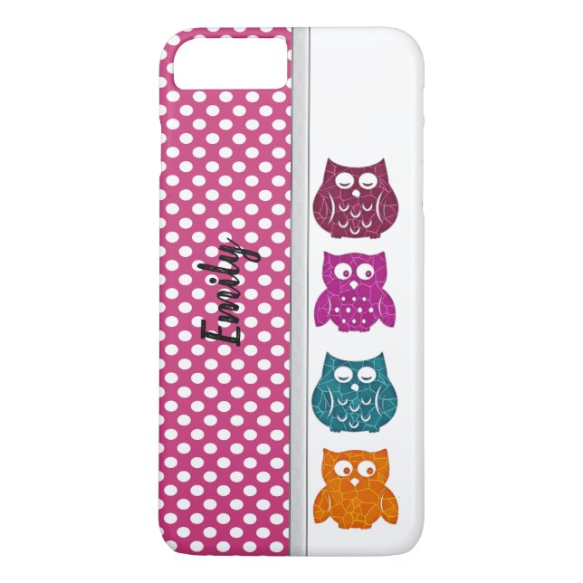 Cute Trendy fancy girly abstract owl personalised Case-Mate iPhone Case (Back)