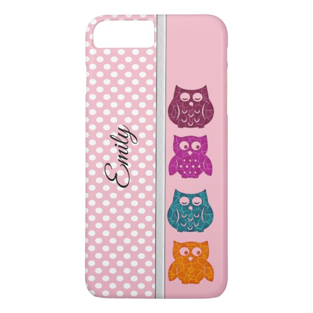 Cute Trendy fancy girly abstract owl personalised Case-Mate iPhone Case (Back)