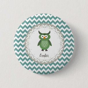 Cute Trendy fancy girly owl personalised 6 Cm Round Badge
