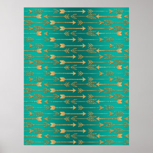 Cute trendy faux gold glitter tribal arrows poster