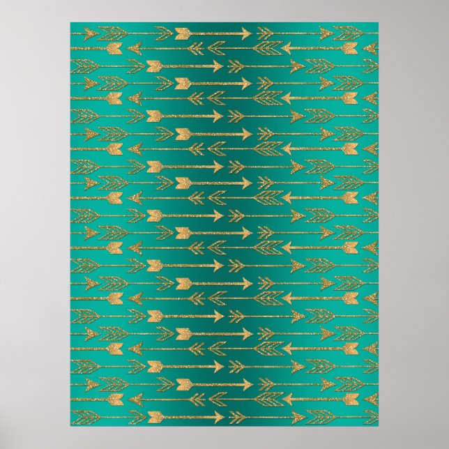 Cute trendy faux gold glitter tribal arrows poster (Front)