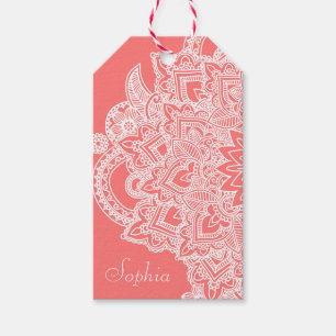 Cute trendy flower henna hand drawn design gift tags