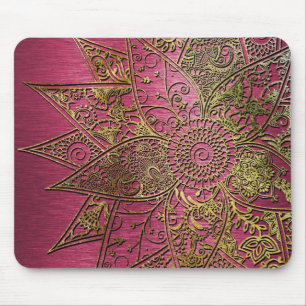 Cute trendy flower henna hand drawn design mouse mat