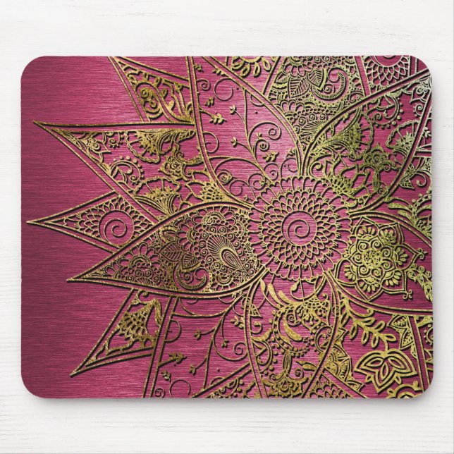 Cute trendy flower henna hand drawn design mouse mat (Front)