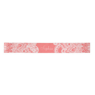 Cute trendy flower henna hand drawn design satin ribbon