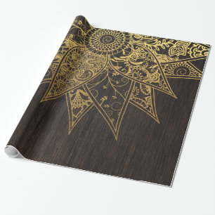 Cute trendy flower henna hand drawn design wrapping paper