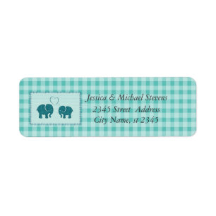 Cute trendy gingham elephants in love wedding