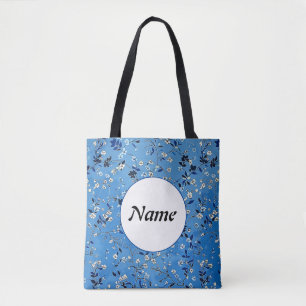 Cute Trendy Girly Cartoon Flowers Name Tote Bag