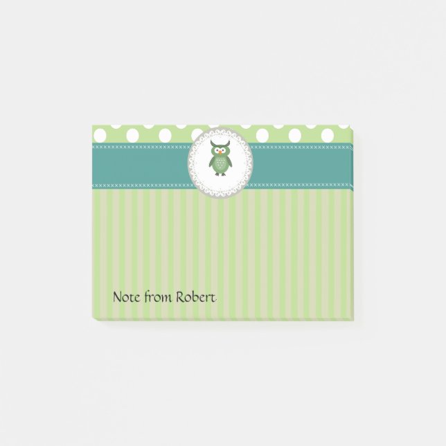 Cute Trendy  girly  fun cartoon owl personalised Post-it Notes (Front)
