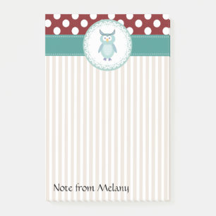 Cute Trendy girly fun cartoon owl personalised Post-it Notes