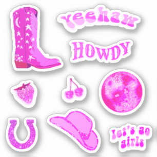 Cute Trendy Girly Hot Pink Cowgirl Aesthetic Set