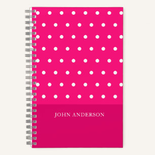 Cute Trendy Girly Hot Pink Polka Dots Custom Notebook