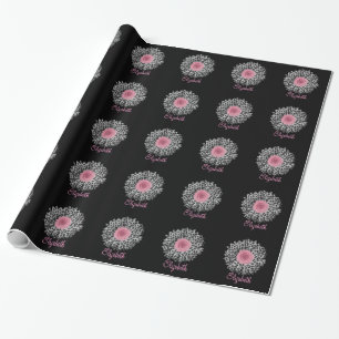 Cute trendy Girly leopard animal print gerbera Wrapping Paper