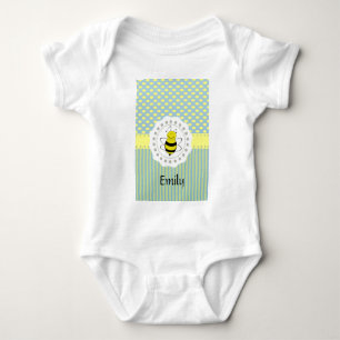 Cute trendy girly pattern bee baby bodysuit