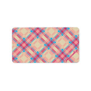 Cute trendy girly plaid pattern fabric effects label