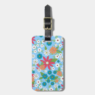 Cute trendy girly soft colours floral pattern luggage tag