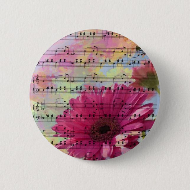 Cute trendy girly watercolours Gerbera flowers 6 Cm Round Badge (Front)