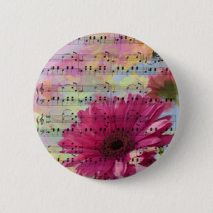 Cute trendy girly watercolours Gerbera flowers 6 Cm Round Badge