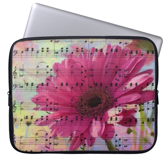 Cute trendy girly watercolours Gerbera flowers Laptop Sleeve (Front)