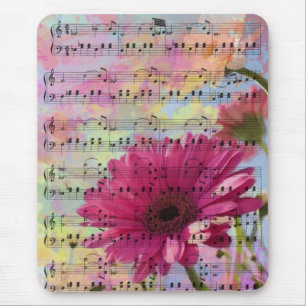 Cute trendy girly watercolours Gerbera flowers Mouse Mat