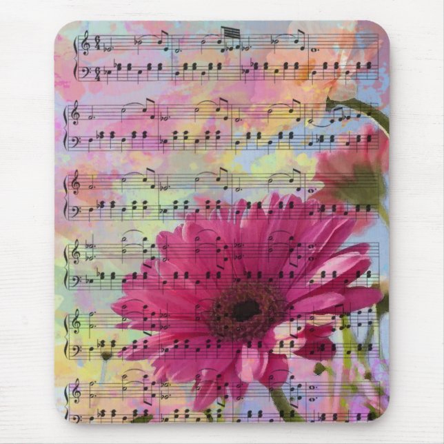 Cute trendy girly watercolours Gerbera flowers Mouse Mat (Front)