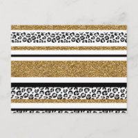 Cute trendy gold faux glitter leopard stripes