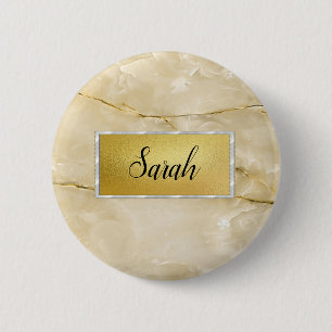 Cute Trendy Gold Marble 6 Cm Round Badge
