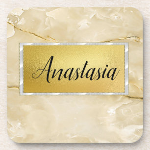 Cute Trendy Gold Marble Coaster