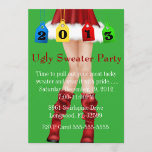 Cute Trendy Holiday/Christmas Ugly Sweater Party Invitation