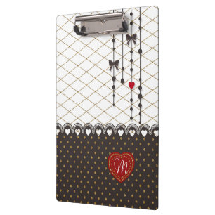 Cute trendy lace faux gold glitter strokes pattern clipboard