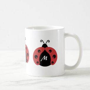 Cute trendy ladybug monogram coffee mug