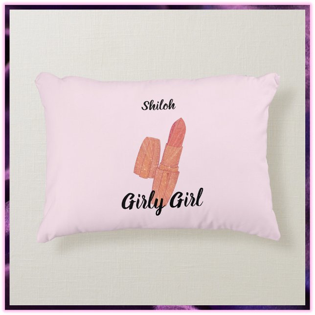 Cute Trendy Lipstick Pink Decorative Cushion (Creator Uploaded)