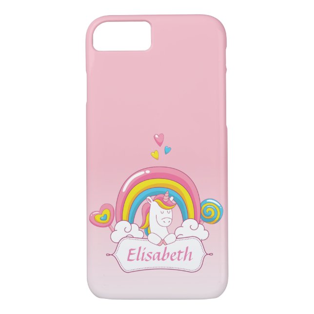 Cute Trendy  Magical Unicorn Custom  gradient pink Case-Mate iPhone Case (Back)