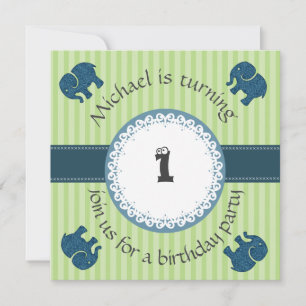 Cute trendy modern elephant pattern birthday invitation
