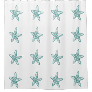 Cute trendy modern mint starfish shower curtain
