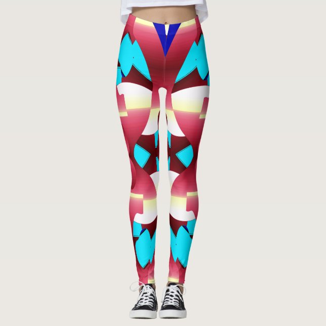 Cute trendy multicolor "Ratti_Creative_Arts"  Legg Leggings (Front)