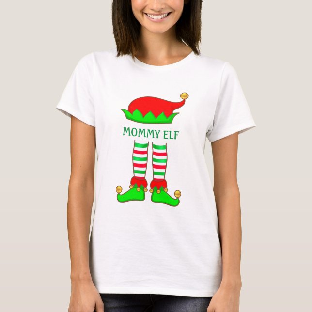 Cute Trendy Mummy Elf Christmas T-Shirt (Front)