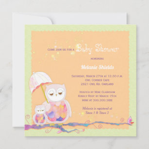 Cute Trendy Owl Baby Shower Invitation