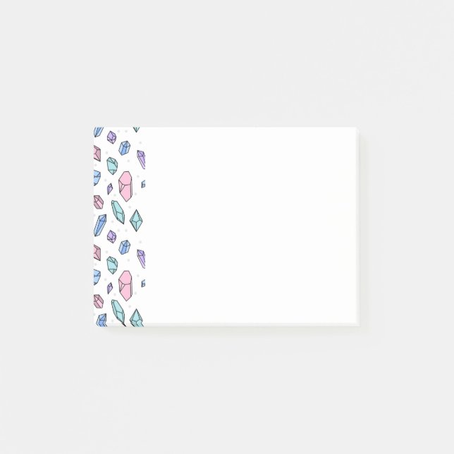 Cute Trendy Pastel Gemstones Gems Crystal Pattern Post-it Notes (Front)