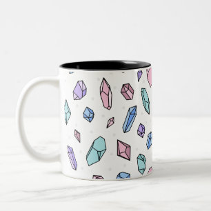 Cute Trendy Pastel Gemstones Gems Crystal Pattern Two-Tone Coffee Mug