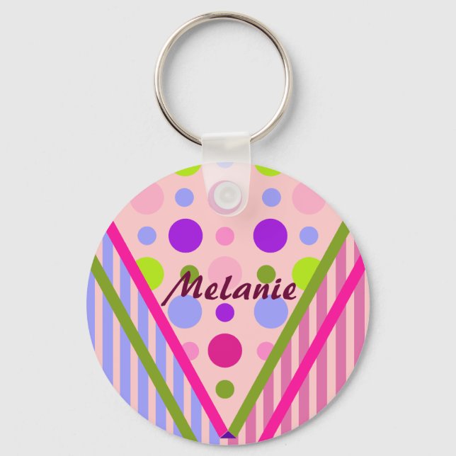 Cute trendy patterns Keychain with Name (Front)