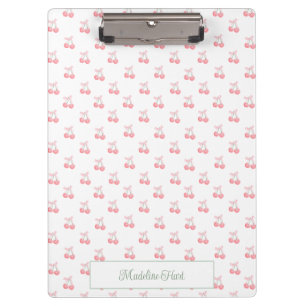 Cute Trendy Personalised Cherries Clipboard