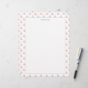 Cute Trendy Personalised Cherries Custom Letterhead