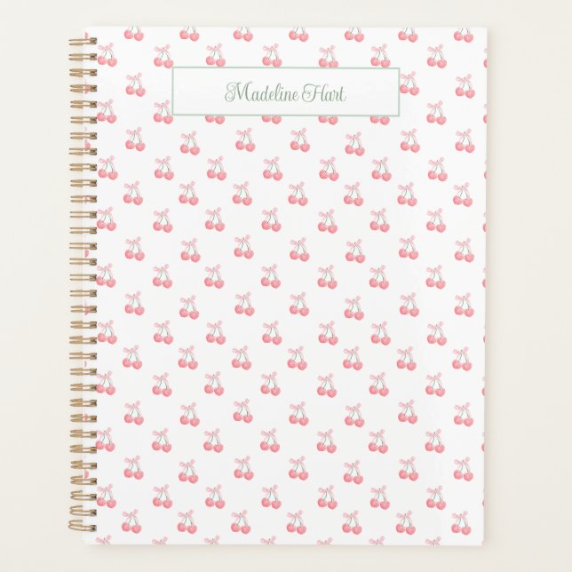 Cute Trendy Personalised Cherries Planner (Front)