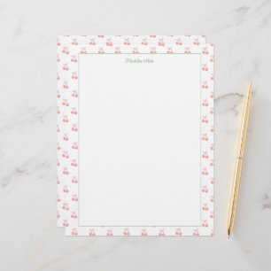 Cute Trendy Personalized Cherries Custom Letterhead