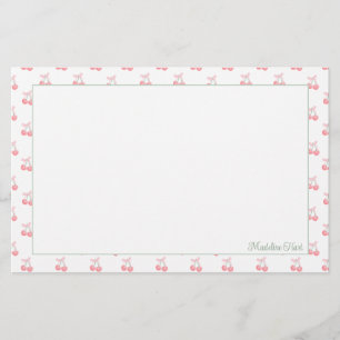 Cute Trendy Personalized Cherries Stationery