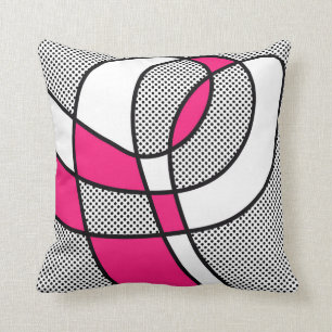 Cute Trendy Pink and Black & White Polka Dot Cushion