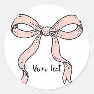 Cute Trendy Pink Ribbon Bows Outlined in Black  Classic Round Sticker
