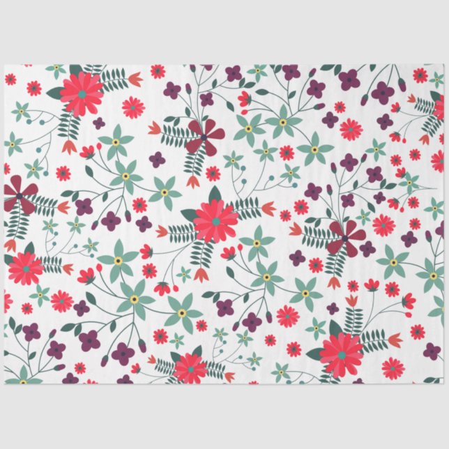 Cute trendy romantic floral pattern tissue paper (Front)