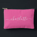 Cute Trendy Script Name Personalised Hot Pink Accessory Pouch<br><div class="desc">Cute Trendy Script Name Personalised Accessory Pouch in Hot Pink</div>